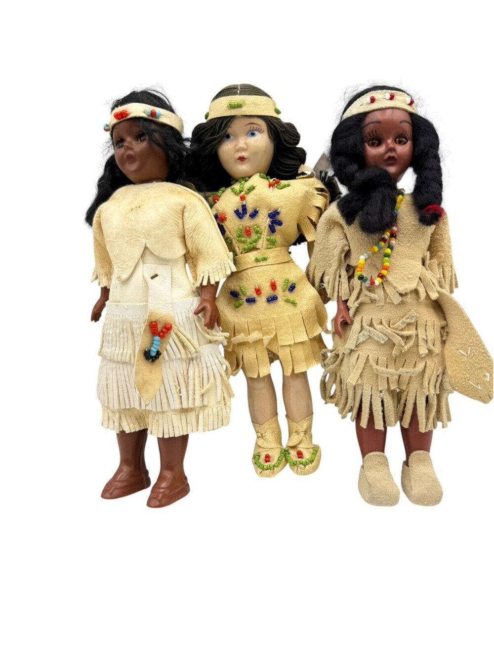 Vintage Native American Style Plastic Composite Dolls Set of 3